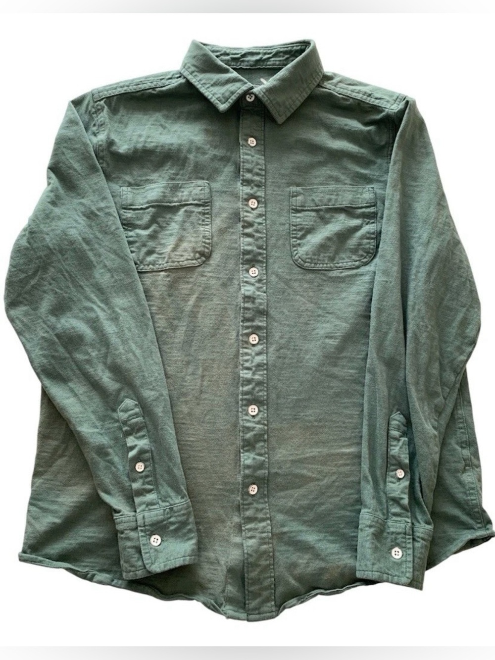 Desert Dunes Organic Cotton Slub Shacket Shirt Mens M Green Cloud Tie Dye Look